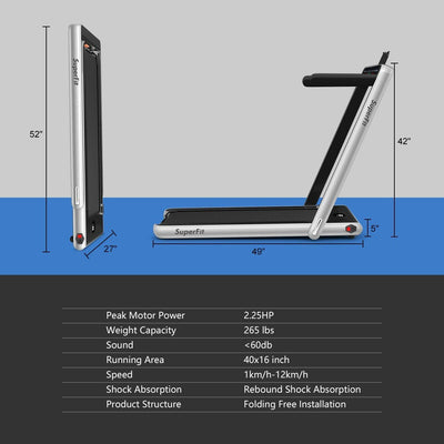COSTWAY - 2-in-1 Electric Motorized Folding Treadmill with Dual Display - Relaxacare