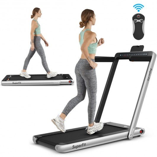 COSTWAY - 2-in-1 Electric Motorized Folding Treadmill with Dual Display - Relaxacare