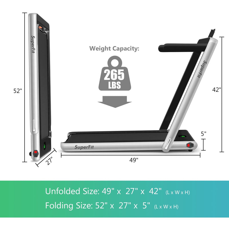 COSTWAY - 2 in 1 Folding Treadmill with Bluetooth Speaker Remote Control - Relaxacare