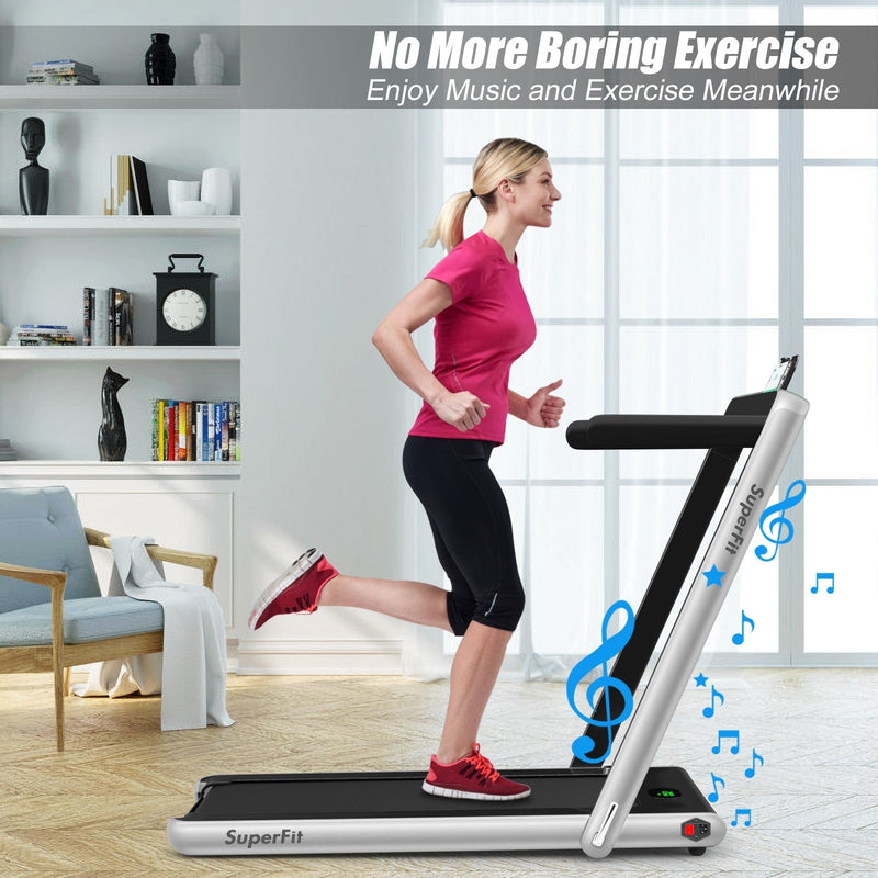 COSTWAY - 2 in 1 Folding Treadmill with Bluetooth Speaker Remote Control - Relaxacare