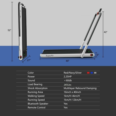 COSTWAY - 2-in-1 Folding Treadmill with Remote Control and LED Display - Relaxacare