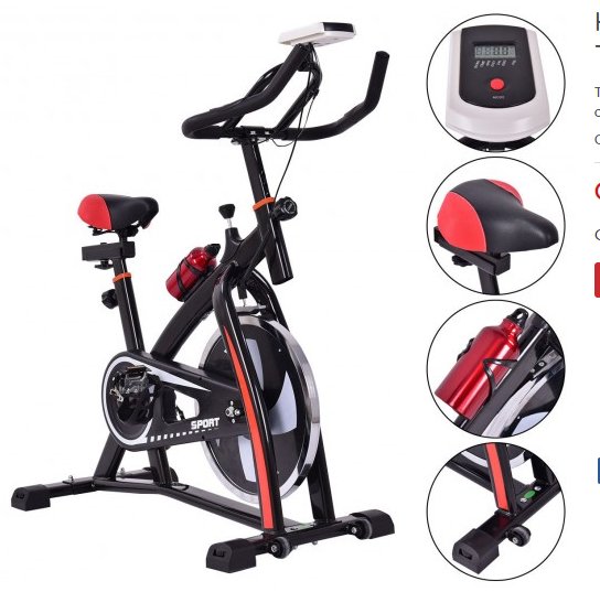 COSTWAY - Household Adjustable Indoor Exercise Cycling Bike Trainer with Electronic Meter - Relaxacare
