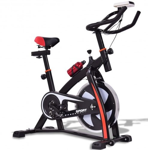 COSTWAY - Household Adjustable Indoor Exercise Cycling Bike Trainer with Electronic Meter - Relaxacare