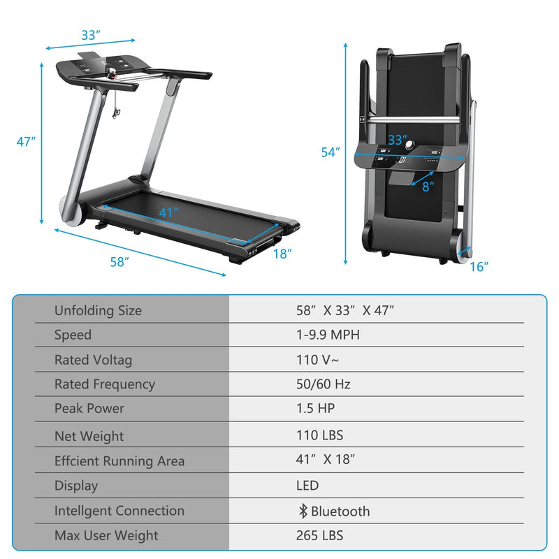 COSTWAY - Italian Designed Folding Treadmill for Home - Relaxacare