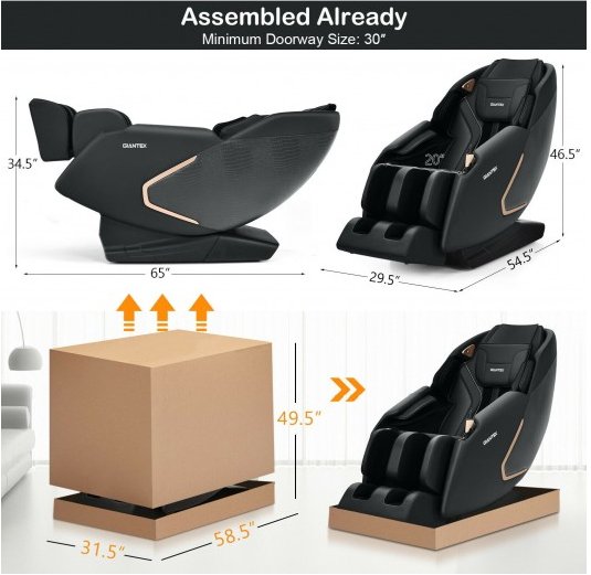 COSTWAY - JL10010WL - Full Body Zero Gravity Massage Chair with SL Track & Heat - Relaxacare
