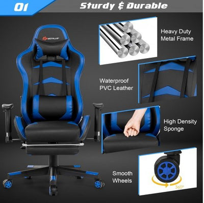 COSTWAY - Massage Gaming Chair with Footrest - Relaxacare