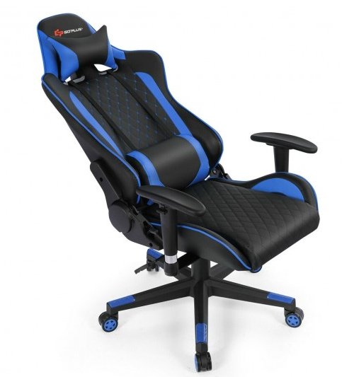 COSTWAY - Massage Gaming Chair with Lumbar Support and Headrest - Relaxacare