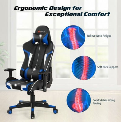 COSTWAY - Reclining Swivel Massage Gaming Chair with Lumbar Support - Relaxacare