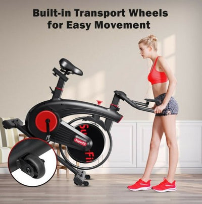 COSTWAY - Stationary Exercise Bike Silent Belt with 20LBS Flywheel - Relaxacare
