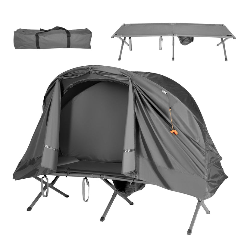Cot Elevated Compact Tent Set with External Cover-Gray - Relaxacare