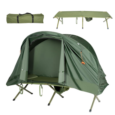 Cot Elevated Compact Tent Set with External Cover-Green - Relaxacare