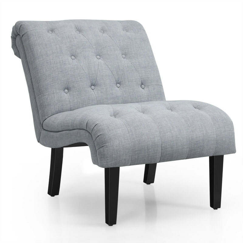 Cotton Linen Fabric Armless Accent Chair with Adjustable Foot Pads-Light Gray - Relaxacare