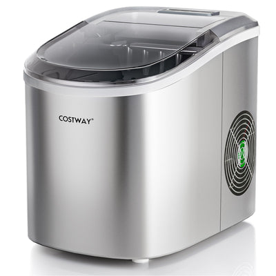 Countertop Automatic Ice Maker Machine 27Lbs/24 Hrs with Scoop and Basket-Silver - Relaxacare
