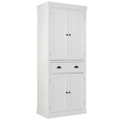 Cupboard Freestanding Kitchen Cabinet w/ Adjustable Shelves-White - Relaxacare