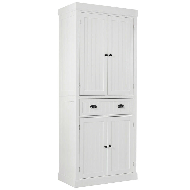 Cupboard Freestanding Kitchen Cabinet w/ Adjustable Shelves-White - Relaxacare