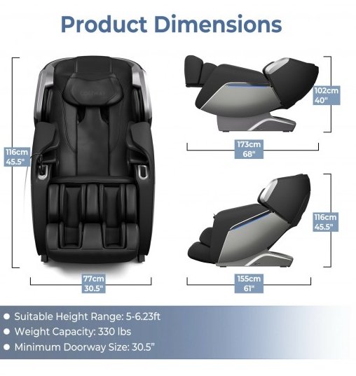 Demo unit-COSTWAY - Wave Calf Rollers-JL10008WL - Full Body Zero Gravity Massage Chair with SL Track Voice Control & Heat - Relaxacare