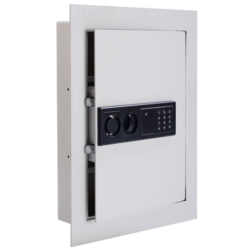 Digital Flat Recessed Wall Safe Security Lock Gun Cash Box-White - Relaxacare