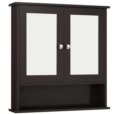 Double Door Wall-Mounted Bathroom Mirror Cabinet with Storage Shelf - Relaxacare