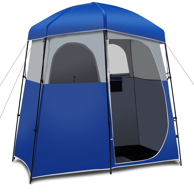 Double-Room Camping Toilet Tent with Floor and Portable Storage Bag - Relaxacare