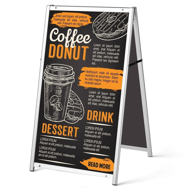 Double-Sided Metal A-Frame Sidewalk Sign Holder Stand Display 24"x36" - Relaxacare