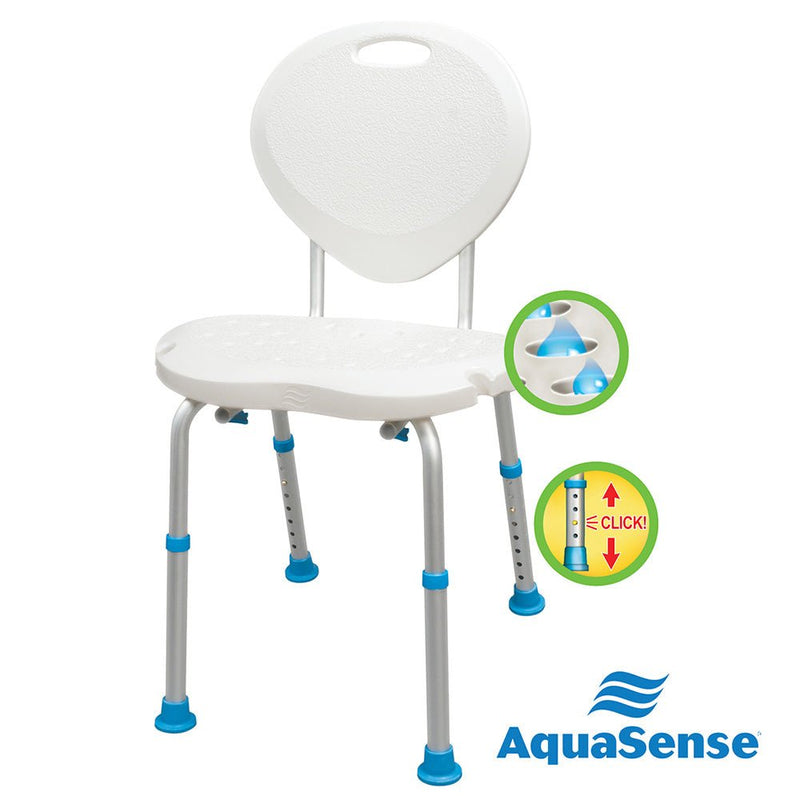 DRIVE MEDICAL - Adjustable Bath and Shower Chair with Non-Slip Comfort Seat and Backrest, White - Relaxacare