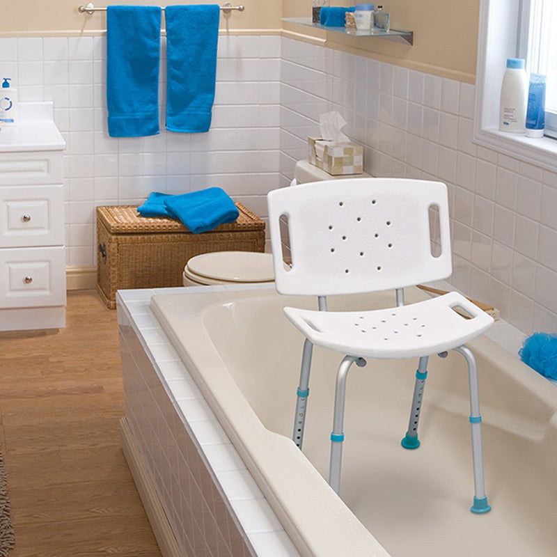 DRIVE MEDICAL - Adjustable Bath and Shower Chair with Non-Slip Seat and Backrest, White - Relaxacare
