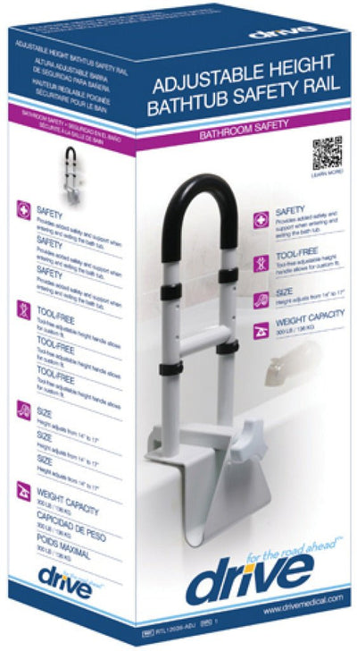 DRIVE MEDICAL - Adjustable Height Bathtub Grab Bar Safety Rail - Relaxacare