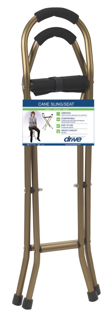 DRIVE MEDICAL - Folding Lightweight Cane with Sling Style Seat - Relaxacare