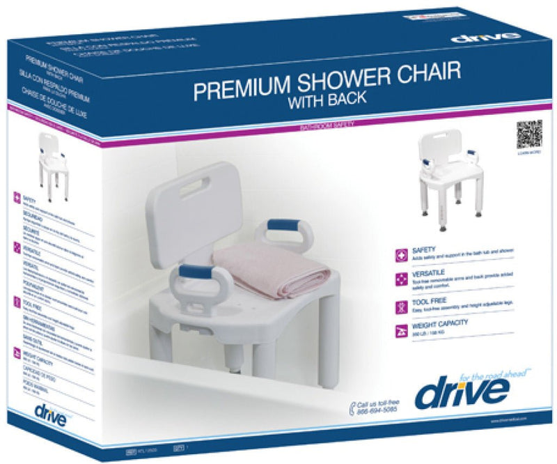 DRIVE MEDICAL - Premium Series Shower Chair with Back and Arms - Relaxacare
