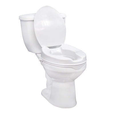 DRIVE MEDICAL - Raised Toilet Seat with Lock and Lid, Standard Seat, 4" - Relaxacare