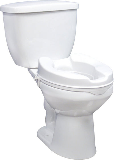 DRIVE MEDICAL - Raised Toilet Seat with Lock and Lid, Standard Seat, 4" - Relaxacare