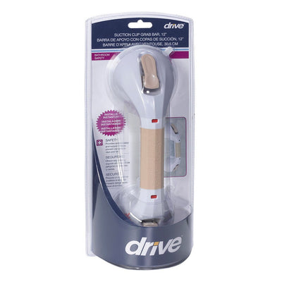 DRIVE MEDICAL - Suction Cup Grab Bar, 12", White and Beige - Relaxacare