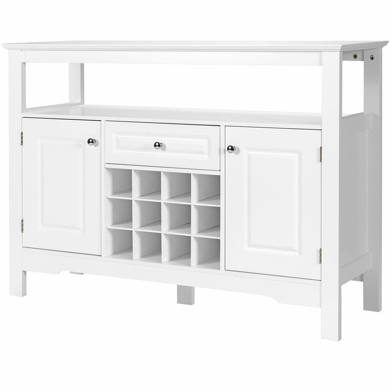 Elegant Classical Multifunctional Wooden Wine Cabinet Table White - Relaxacare