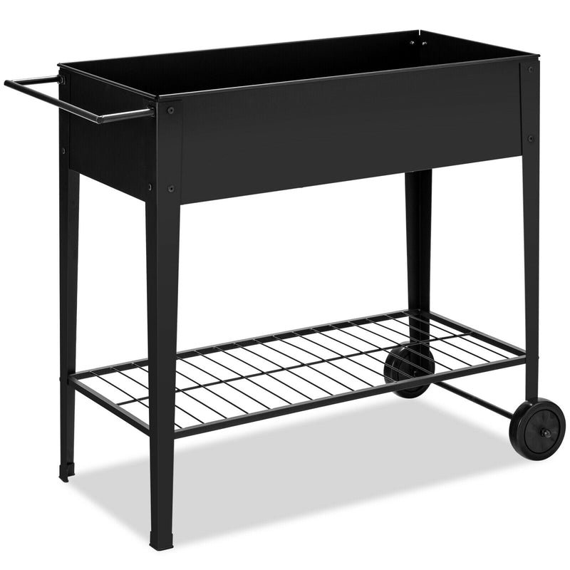 Elevated Planter Box on Wheels with Non-slip Legs and Storage Shelf - Relaxacare