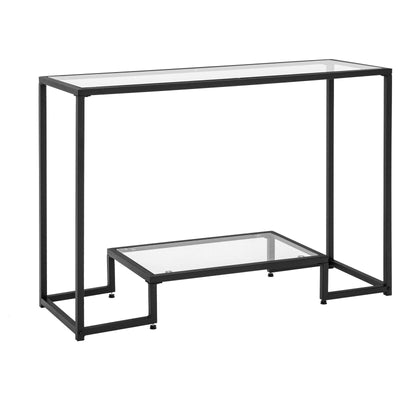 Entryway Console Sofa Side Table with Tempered Glass-Black - Relaxacare