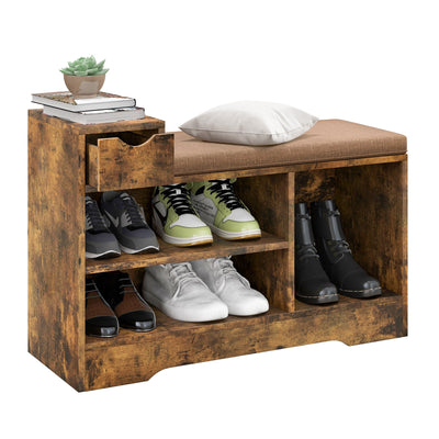 Entryway Storage Shoe Bench with 1 Storage Drawer and 3 Open Compartments - Relaxacare