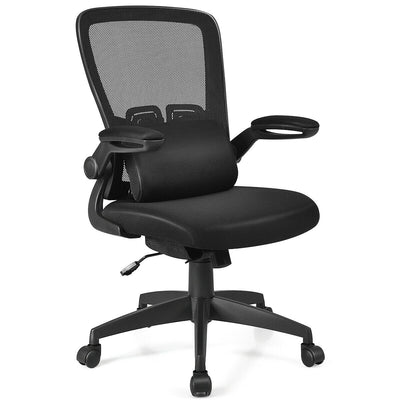 Ergonomic Desk Chair with Lumbar Support and Flip up Armrest-Black - Relaxacare