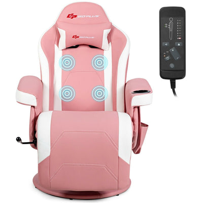 Ergonomic High Back Massage Gaming Chair with Pillow-Pink - Relaxacare