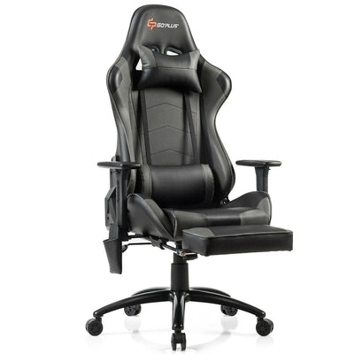 Ergonomic High Back PU Leather Massage Gaming Chair-Gray - Relaxacare