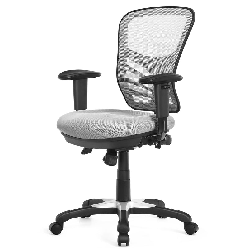 Ergonomic Mesh Office Chair with Adjustable Back Height and Armrests-Gray - Relaxacare