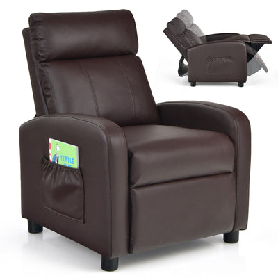 Ergonomic PU Leather Kids Recliner Lounge Sofa for 3-12 Age Group-Brown - Relaxacare