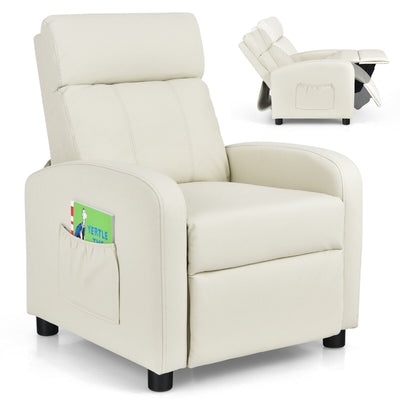 Ergonomic PU Leather Kids Recliner Lounge Sofa for 3-12 Age Group-White - Relaxacare