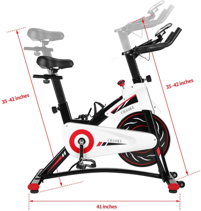 Exercise Bike, CHAOKE Indoor Cycling Bike, Stationary Bike Magnetic Resistance Whisper Quiet for Home Cardio Workout Heavy Flywheel & Comfortable Seat Cushion with Digital Monitor - Relaxacare