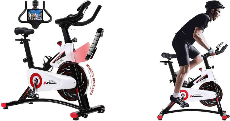 Exercise Bike, CHAOKE Indoor Cycling Bike, Stationary Bike Magnetic Resistance Whisper Quiet for Home Cardio Workout Heavy Flywheel & Comfortable Seat Cushion with Digital Monitor - Relaxacare