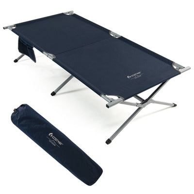Extra Wide Folding Camping Bed with Carry Bag and Storage Bag-Blue - Relaxacare