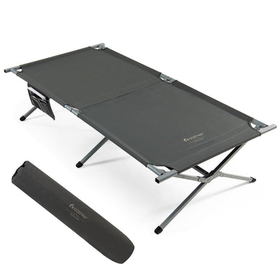 Extra Wide Folding Camping Bed with Carry Bag and Storage Bag-Gray - Relaxacare