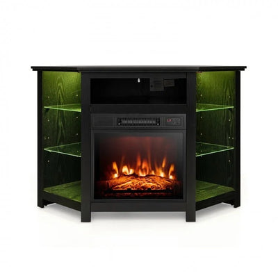 Fireplace Corner TV Stand with LED Lights and Smart APP Control for 50 Inches TV - Relaxacare