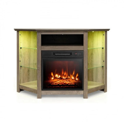 Fireplace Corner TV Stand with LED Lights and Smart APP Control for 50 Inches TV - Relaxacare