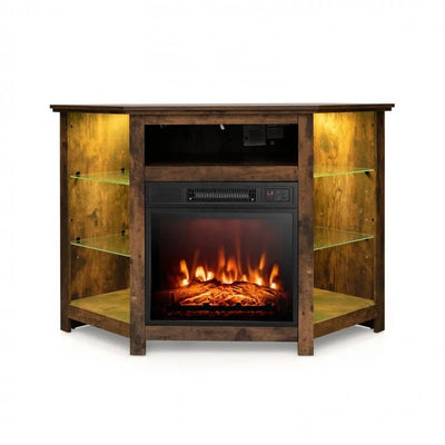Fireplace Corner TV Stand with LED Lights and Smart APP Control for 50 Inches TV - Relaxacare