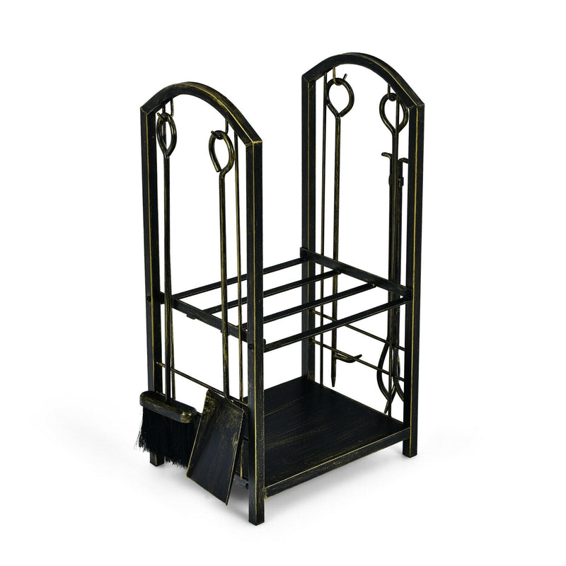 Fireplace Log Rack with 4 Pieces Fireplace Tools - Relaxacare